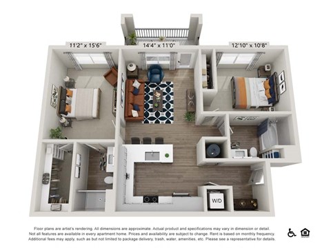 a 1 bedroom floor plan is shown in this illustration